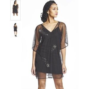 Symbology deep v peacock beaded caftan